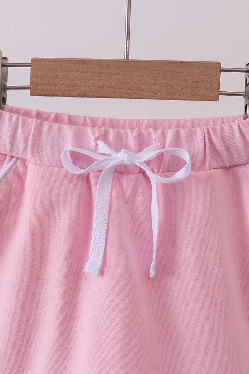 Pink scallop hem bow skirt