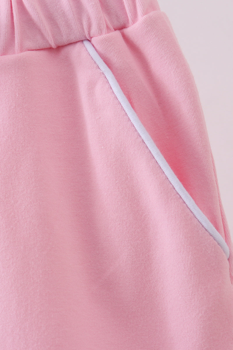 Pink scallop hem bow skirt