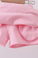 Pink scallop hem bow skirt