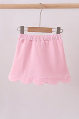 Pink scallop hem bow skirt