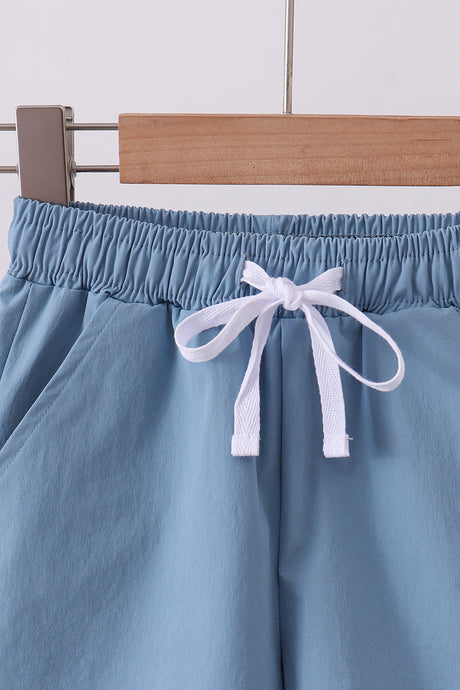 Dusty blue pocket performance shorts