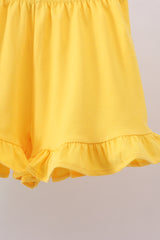 Blue gingham butterfly & bee pocket ruffle shorts set