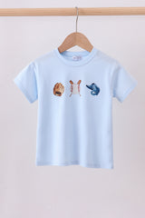 Blue baseball graphic top