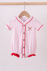 Pink baseball bow stripe bubble