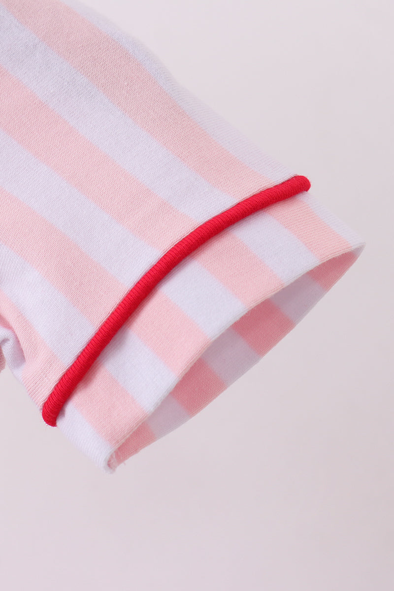 Pink baseball bow stripe bubble