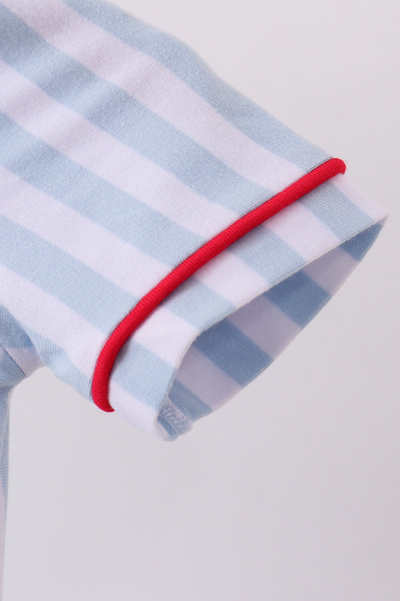 Blue baseball stripe bubble