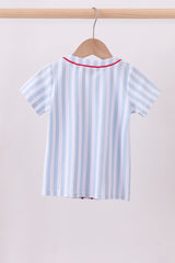 Blue baseball stripe top