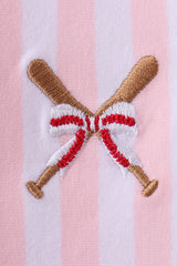 Pink baseball bow stripe top
