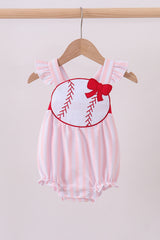 Pink baseball applique bubble