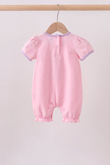 Pink ghost pumpkin embroidery romper