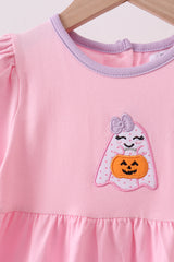Pink ghost pumpkin embroidery dress