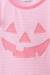 Pink stripe Smirk face applique dress