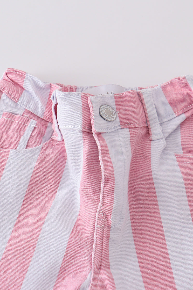 Pink stripe double layered denim jeans