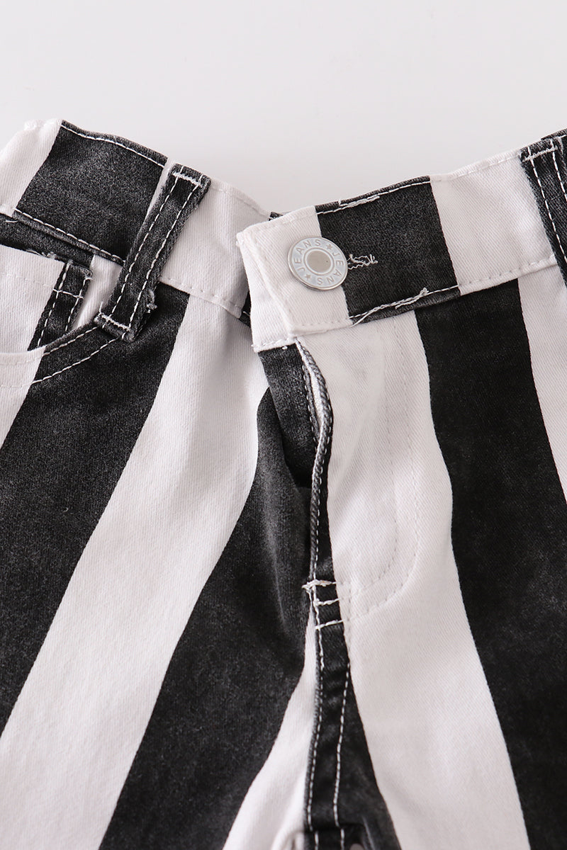 Black stripe denim jeans