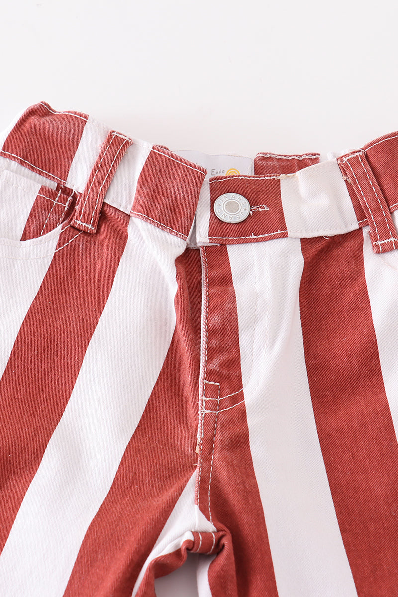 terracotta stripe denim jeans – Honeydew USA