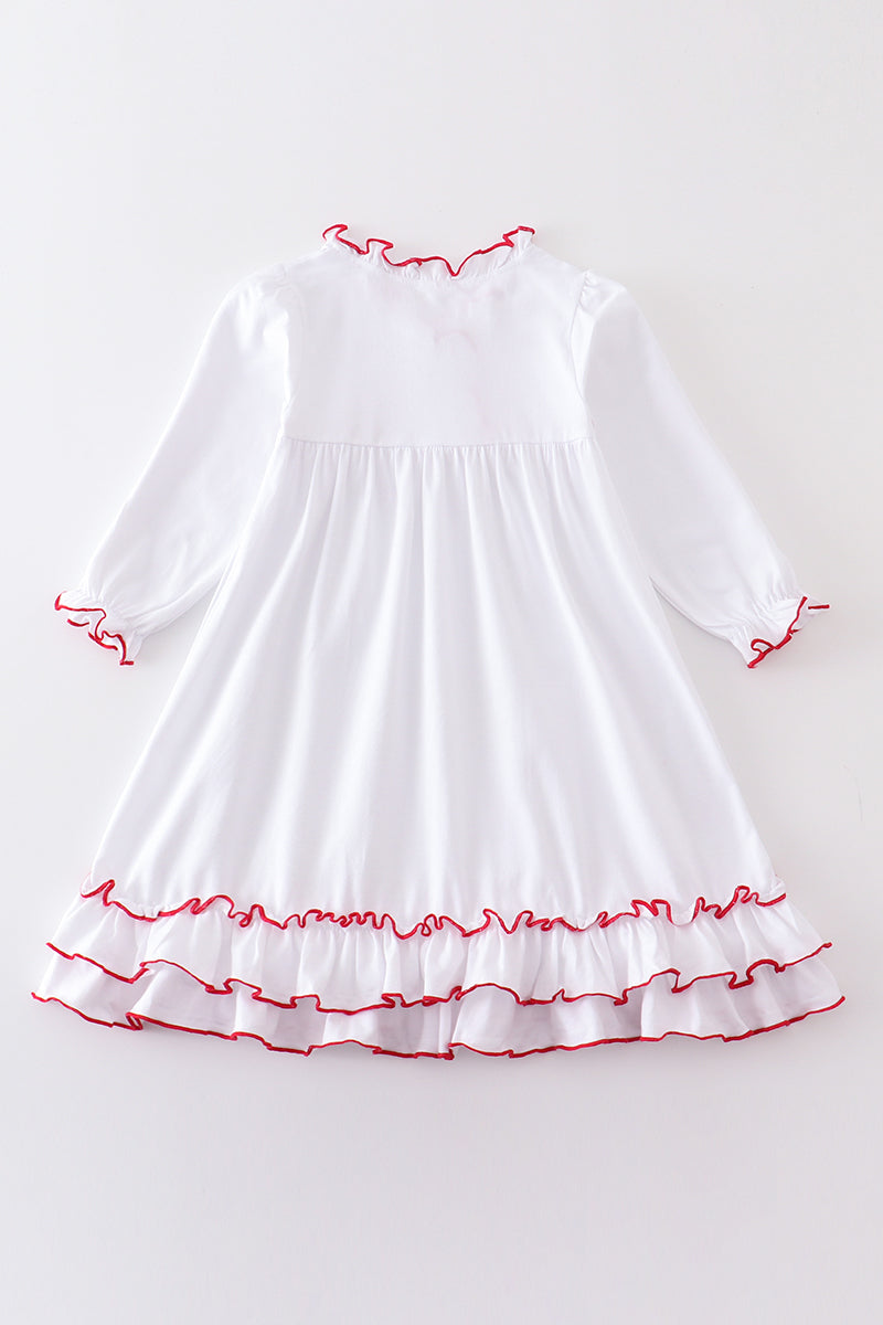 Premium White ruffle girl pajamas dress