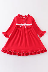 Premium Red ruffle girl pajamas dress