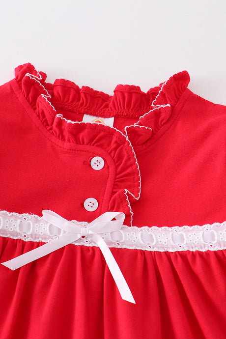 Premium Red ruffle girl pajamas dress