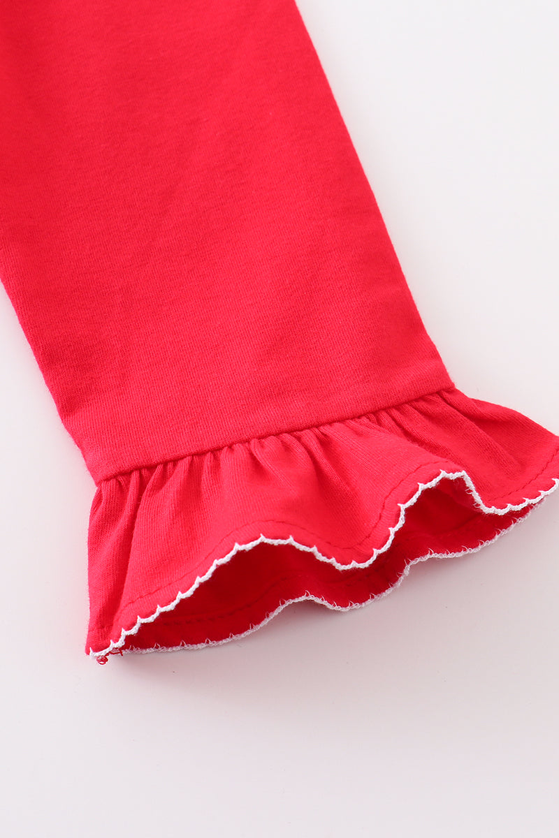 Premium Red ruffle girl pajamas dress