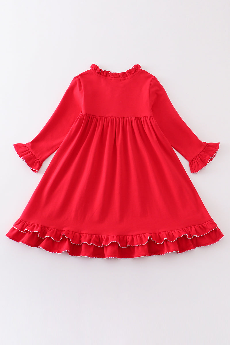 Premium Red ruffle girl pajamas dress