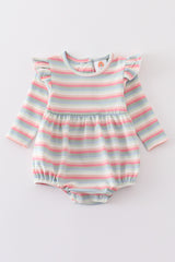 Premium Multicolored stripe ruffle girl romper