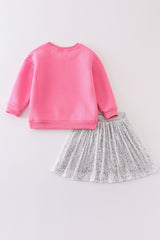 Premium Pink christmas dog skirt set