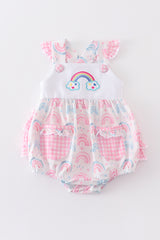 Premium pink rainbow print ruffle bubble