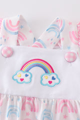 Premium pink rainbow print ruffle bubble