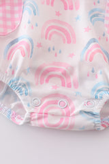 Premium pink rainbow print ruffle bubble