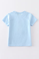 Premium Blue dog applique boy top