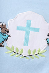 Premium Blue easter cross embroidery boy bubble