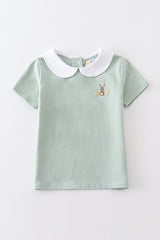 Premium Sage easter bunny embroidery boy top