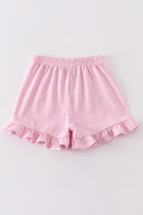 Premium Pink & white stripe basic ruffle shorts