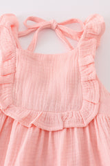 Premium Pink muslin ruffle shorts set