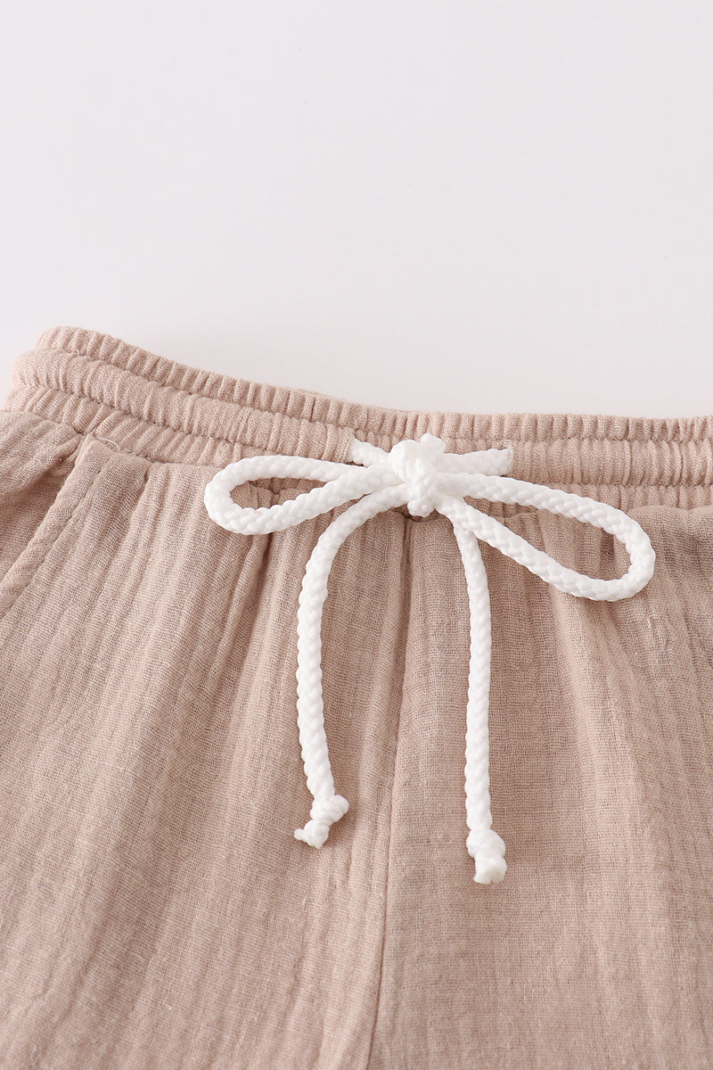 Premium Beige muslin boy shorts set