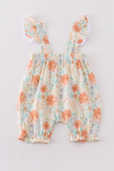 Premium Floral muslin leaves ruffle romper