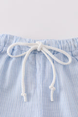 Premium Blue muslin stripe boy shorts set