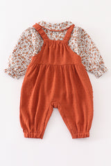 Terracotta floral swiss dot baby set