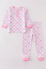 Premium Pink bow tie girl pajama set