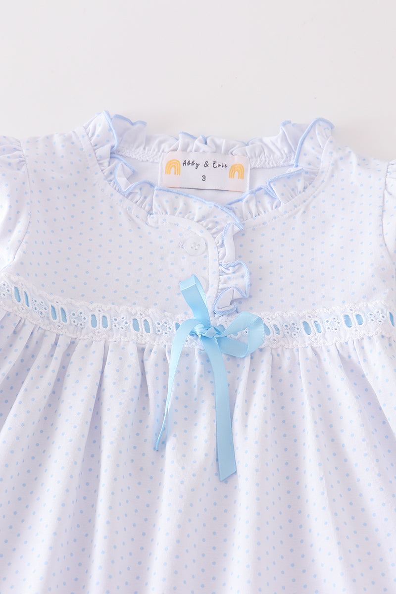 Premium White bow ruffle girl set