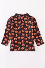 Premium Orange halloween pumpkin button down shirt