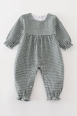 Premium Green gingham girl romper