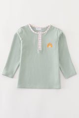 Premium Green turkey embroidery boy top