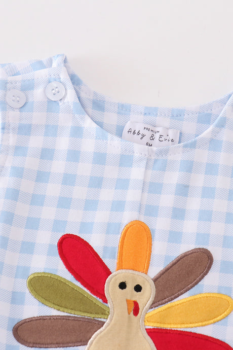 Premium Blue turkey embroidery plaid boy jonjon