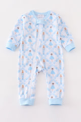 Premium Blue nutcracker print boy romper