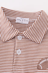 Premium Khaki stripe football embroidery stripe boy shirt