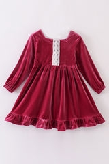 Premium Mauve velvet lace girl dress