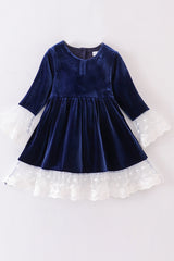 Premium Navy velvet lace dress