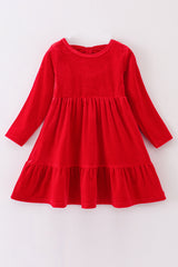 Premium Red velvet tiered ruffle dress