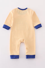 Premium yellow stripe tools applique boy romper